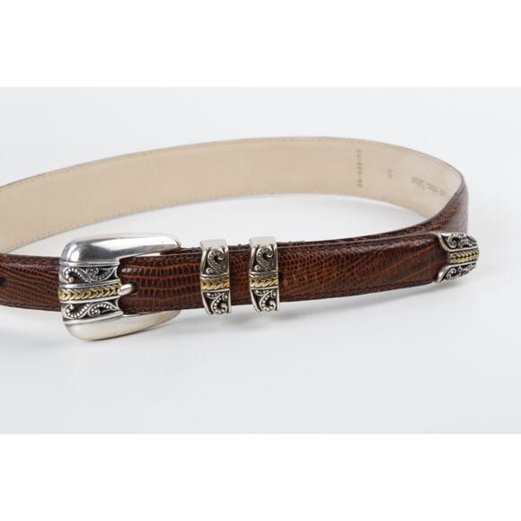 Arden Leather Co Belt Lizard Embossed Italian Leather Vintage Classic Brown Sz S main image 4